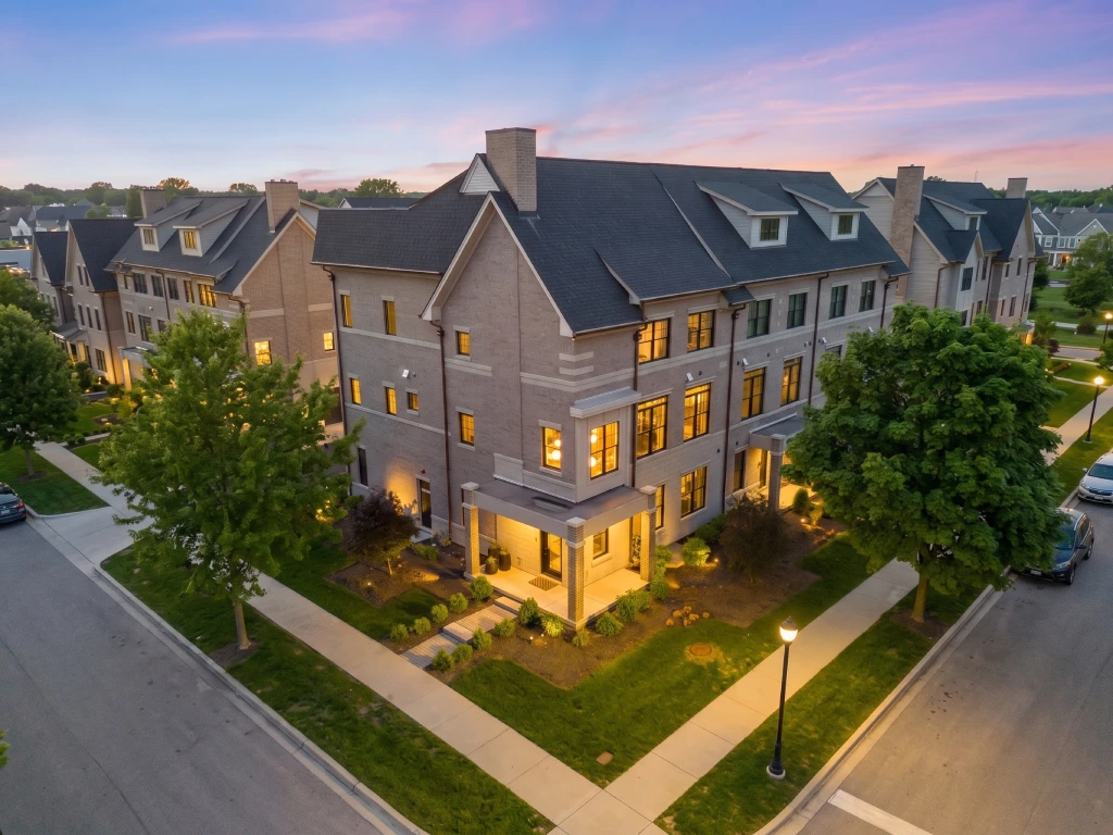 Naperville Modern Brick Townhome Dusk.jpg